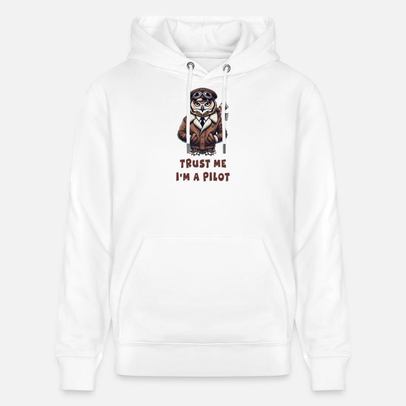 Vertraue mir, ich bin Pilot / Eule - Stanley/Stella Unisex Bio-Hoodie CRUISER - Weiß