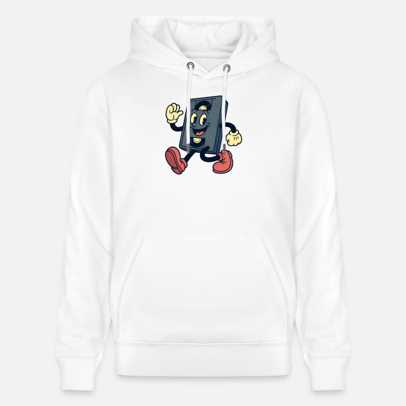 Cassette VHS heureuse - Sweat à capuche bio CRUISER Stanley/Stella Unisexe - blanc