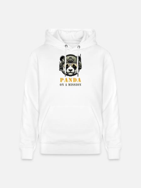 Panda in Mission / Military - Stanley/Stella CRUISER Unisex Organic Hoodie - white