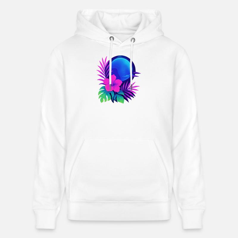 Neon Tropic Moon - Stanley/Stella CRUISER Unisex Organic Hoodie - white