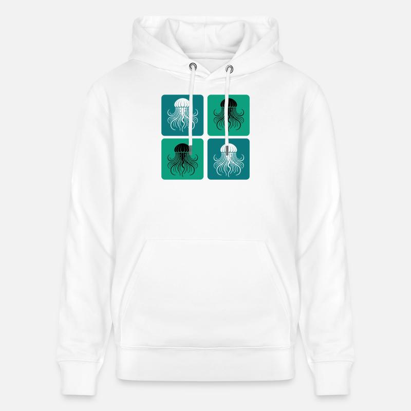 Méduse – Art minimal de l’océan - Sweat à capuche bio CRUISER Stanley/Stella Unisexe - blanc