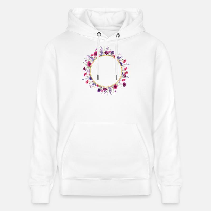 Wildflowers - Couronne de fleurs personnalisable - Sweat à capuche bio CRUISER Stanley/Stella Unisexe - blanc