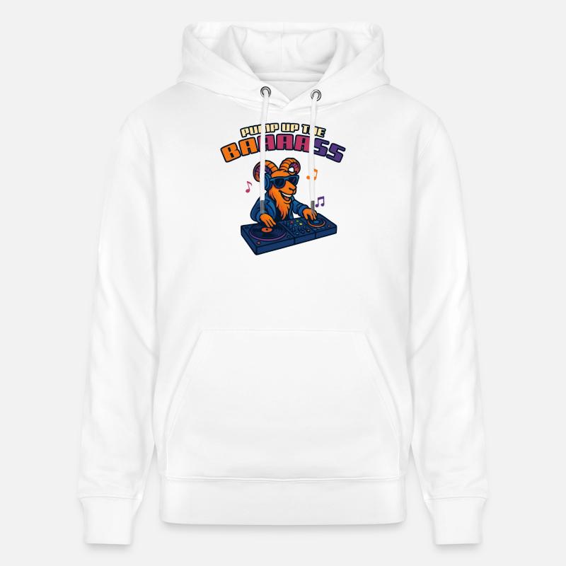 Goat DJ - Pump Up the Baaaass - Sweat à capuche bio CRUISER Stanley/Stella Unisexe - blanc