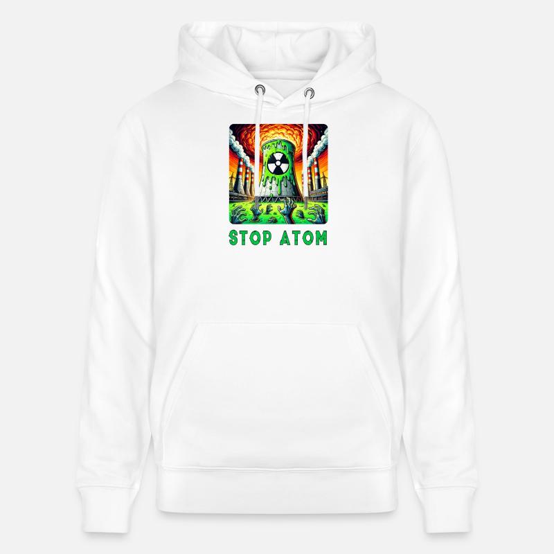 Stop Atom – Radioactive - Stanley/Stella CRUISER Unisex Organic Hoodie - white