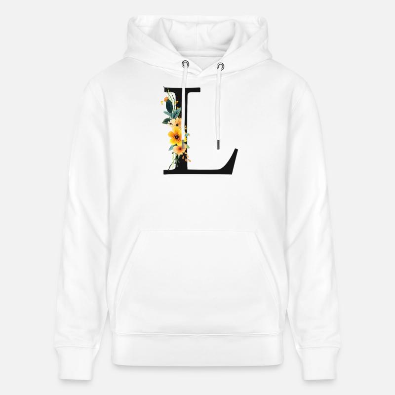 L Monogram, Floral, Personnalisable - Sweat à capuche bio CRUISER Stanley/Stella Unisexe - blanc