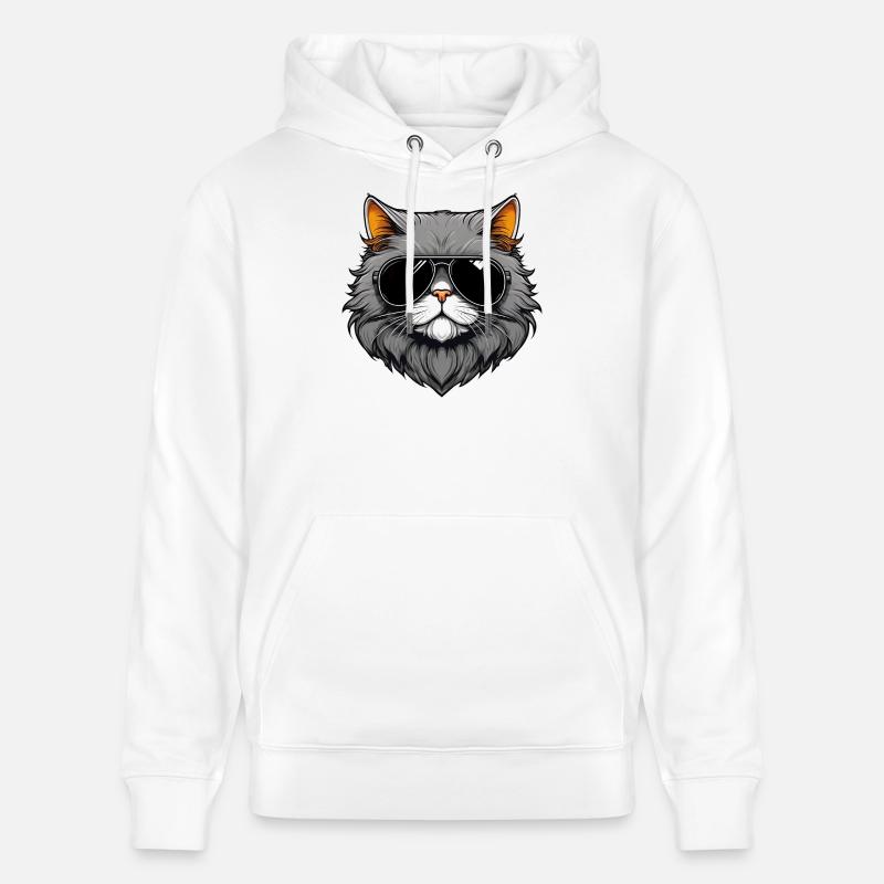Chat zen avec lunettes de soleil - Sweat à capuche bio CRUISER Stanley/Stella Unisexe - blanc