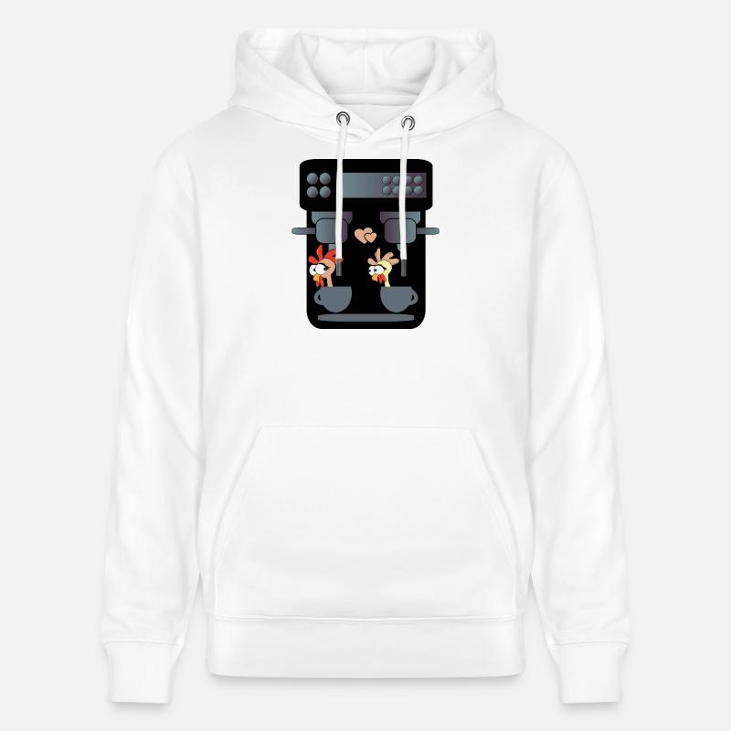 DRÔLE DE POULETS CAFETIÈRE CAFÉ - Sweat à capuche bio CRUISER Stanley/Stella Unisexe - blanc