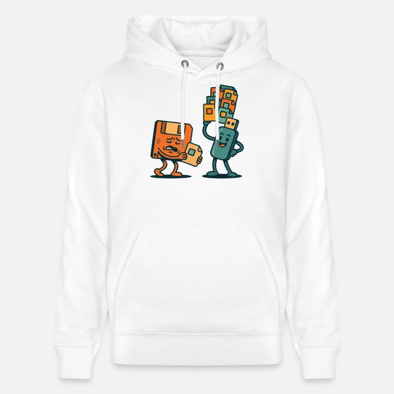 Diskette vs. USB-Laufwerk Retro Tech Sarkasmus - Stanley/Stella Unisex Bio-Hoodie CRUISER  - Weiß