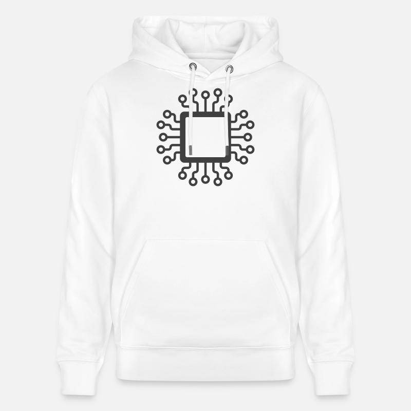 Logo de l’icône du circuit de micropuce - Sweat à capuche bio CRUISER Stanley/Stella Unisexe - blanc