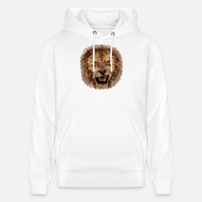 Impression majestueuse tête de lion - Sweat à capuche bio CRUISER Stanley/Stella Unisexe - blanc