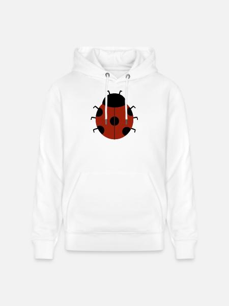 Röd nyckelpiga illustration för miljövänliga kläder - Ekologisk luvtröja CRUISER unisex från Stanley/Stella - vit