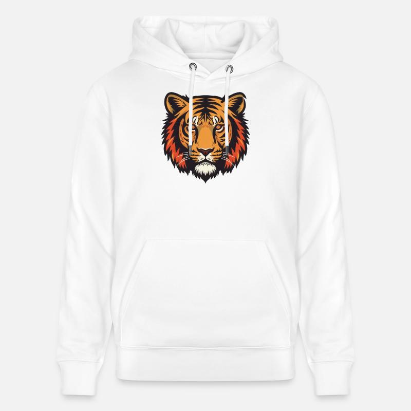 Impression expressive de tête de tigre - Sweat à capuche bio CRUISER Stanley/Stella Unisexe - blanc