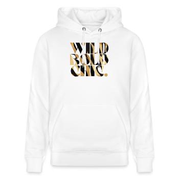 Typographie imprimée Wild Bold Chic - Sweat à capuche bio CRUISER Stanley/Stella Unisexe - blanc - Devant - Alina (178cm) & Michal (187cm)