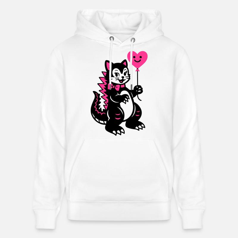 Chat Monstre Rose - Sweat à capuche bio CRUISER Stanley/Stella Unisexe - blanc