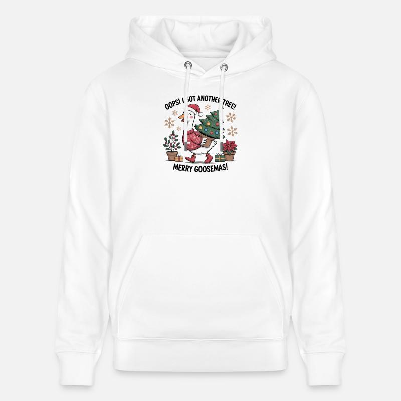 Weihnachtsstorch mit Baum und Weihnachtsgeschenken - Stanley/Stella Unisex Bio-Hoodie CRUISER - Weiß