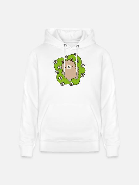Glücklicher Bär im Blumengarten - Stanley/Stella Unisex Bio-Hoodie CRUISER - Weiß