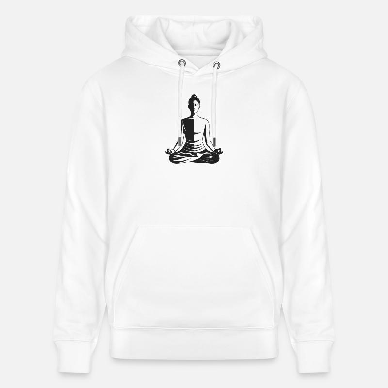 Méditation - Logo Cool Silhouette - Sweat à capuche bio CRUISER Stanley/Stella Unisexe - blanc