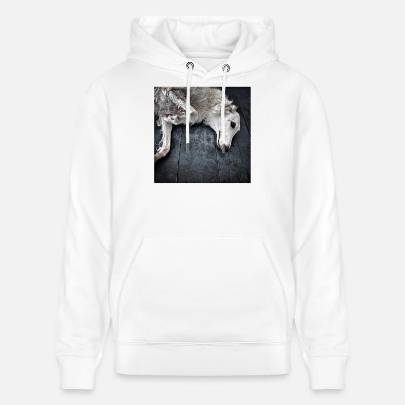 Lévrier blanc au sol - Sweat à capuche bio CRUISER Stanley/Stella Unisexe - blanc