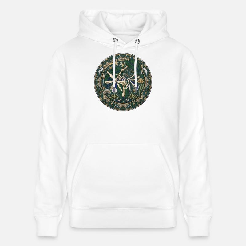 Orchidée vanille et feuillage - Sweat à capuche bio CRUISER Stanley/Stella Unisexe - blanc