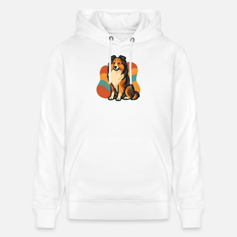 Chien de berger Shetland vibrant Sunburst - Sweat à capuche bio CRUISER Stanley/Stella Unisexe - blanc
