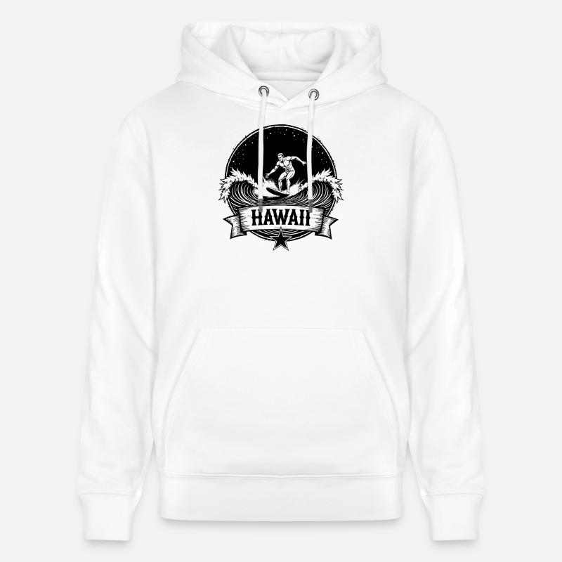Hawaii Surfer Surfer sur Pacific Wave - Sweat à capuche bio CRUISER Stanley/Stella Unisexe - blanc