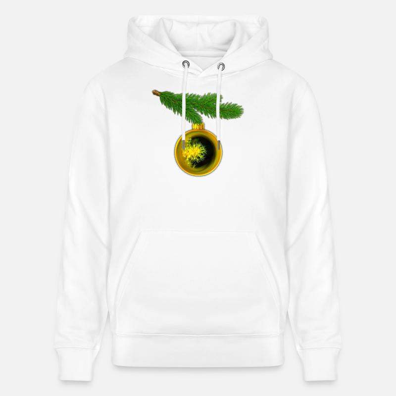 Weihnachtskugel mit Krustenanemonen am Tannenzweig - Stanley/Stella Unisex Bio-Hoodie CRUISER  - Weiß