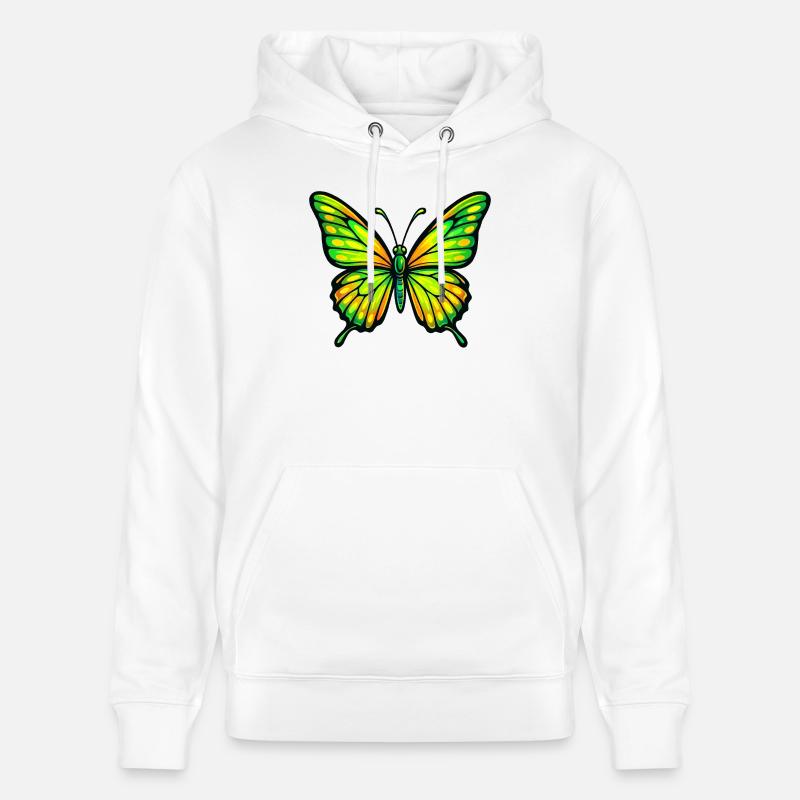 Papillon Vert Éclatant Jaune - Sweat à capuche bio CRUISER Stanley/Stella Unisexe - blanc