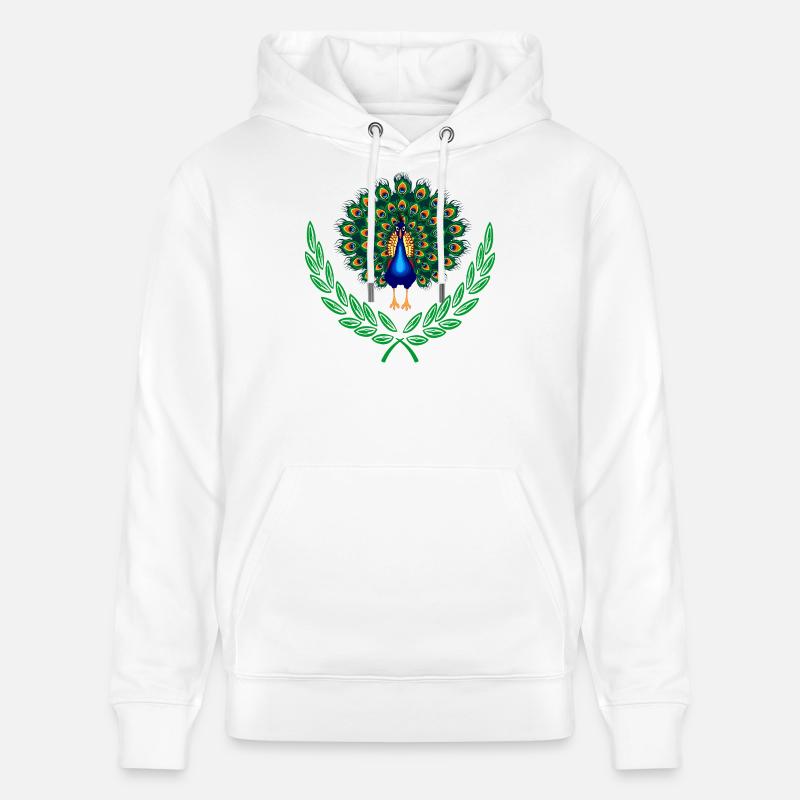 Paon en couronne de laurier vert - Sweat à capuche bio CRUISER Stanley/Stella Unisexe - blanc