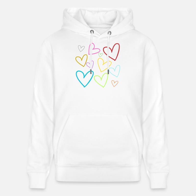 Cœurs néon multicolores - Sweat à capuche bio CRUISER Stanley/Stella Unisexe - blanc