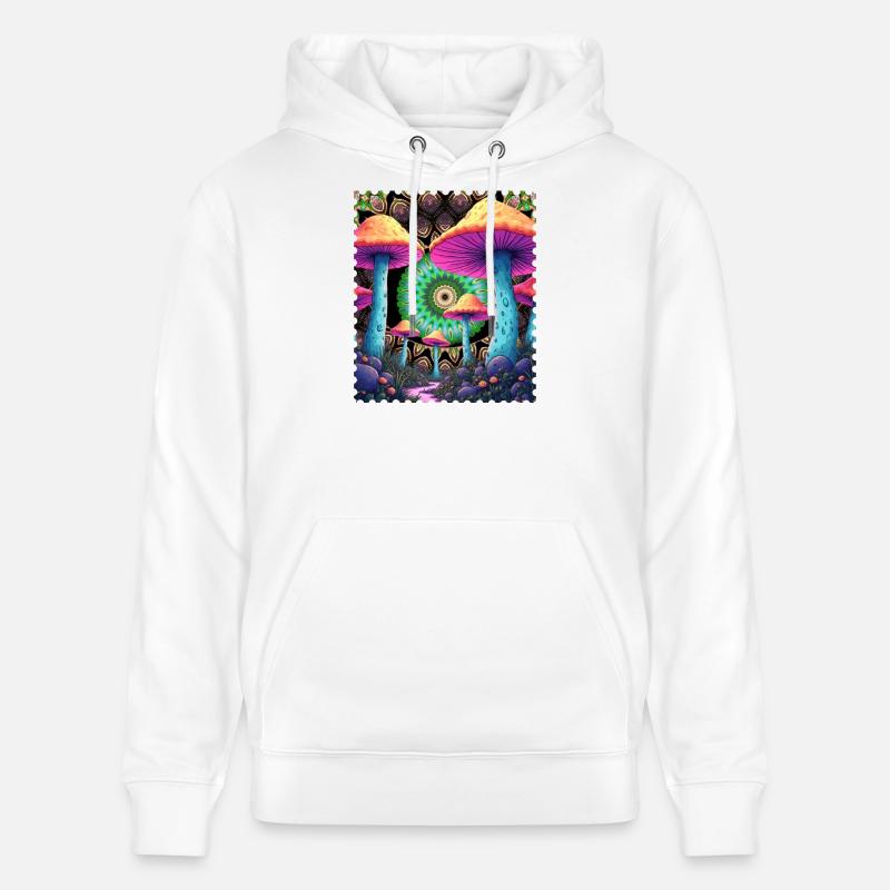 Champignons psychédéliques dans la forêt de mandala - Sweat à capuche bio CRUISER Stanley/Stella Unisexe - blanc