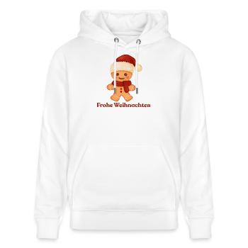 Frohe Weihnachten Lebkuchenmännchen Advent - Stanley/Stella Unisex Bio-Hoodie CRUISER  - Weiß - Vorne - Alina (178cm) & Michal (187cm)
