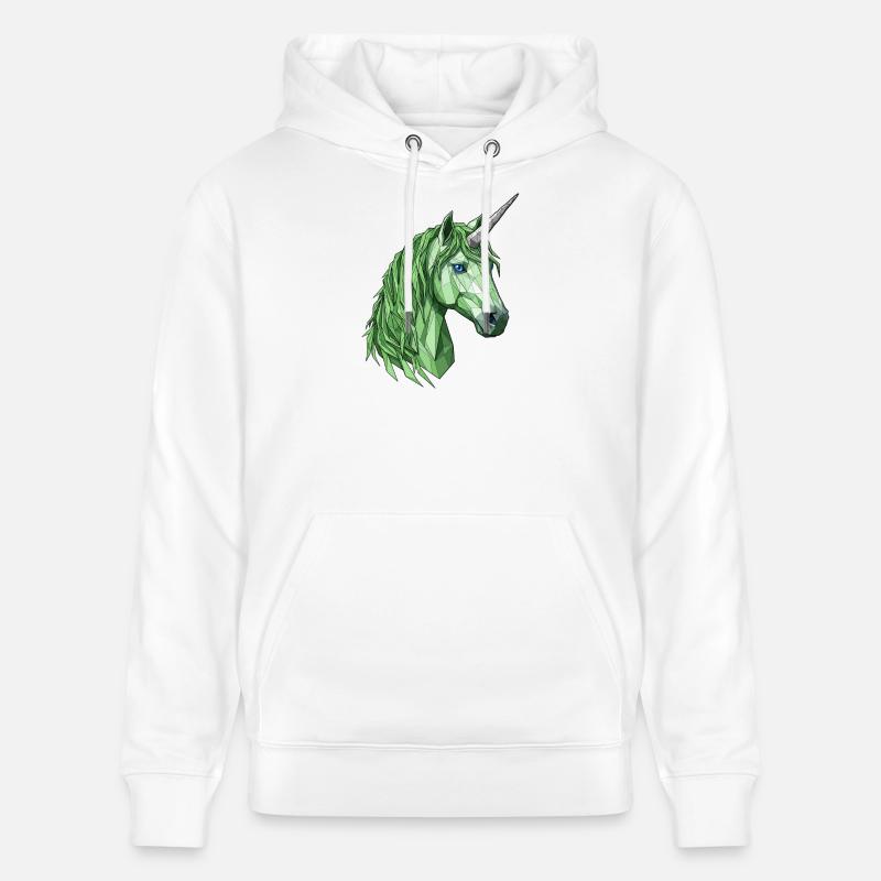 Licorne polygonale verte - Sweat à capuche bio CRUISER Stanley/Stella Unisexe - blanc