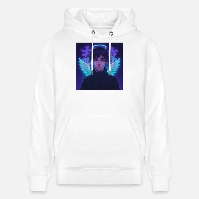 Cyberpunk Angel E-Boy Y2K Synthwave Art - Sweat à capuche bio CRUISER Stanley/Stella Unisexe - blanc