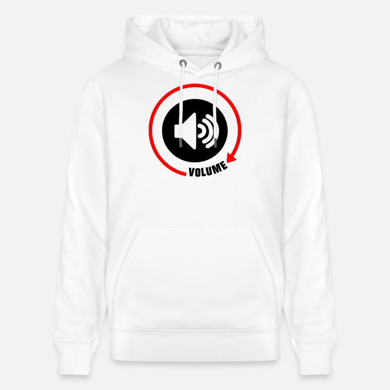 Bouton de volume du haut-parleur - Sweat à capuche bio CRUISER Stanley/Stella Unisexe - blanc