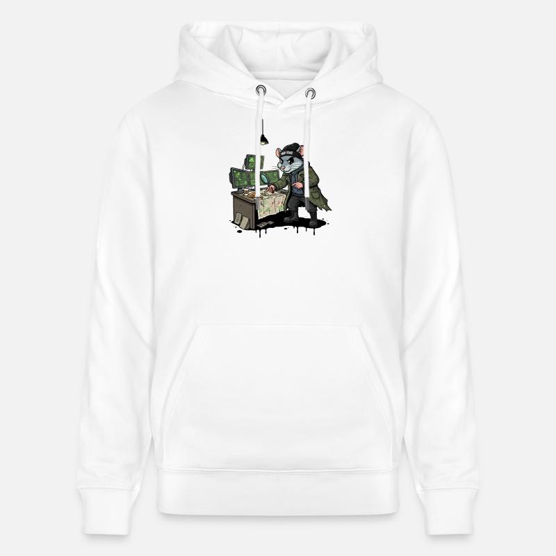 Hacker Rat Détective Deep State Tracking - Sweat à capuche bio CRUISER Stanley/Stella Unisexe - blanc