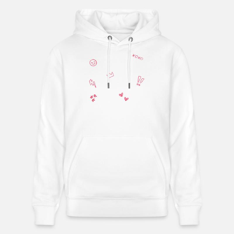 Heart Crown Doodle Pop Art - Sweat à capuche bio CRUISER Stanley/Stella Unisexe - blanc