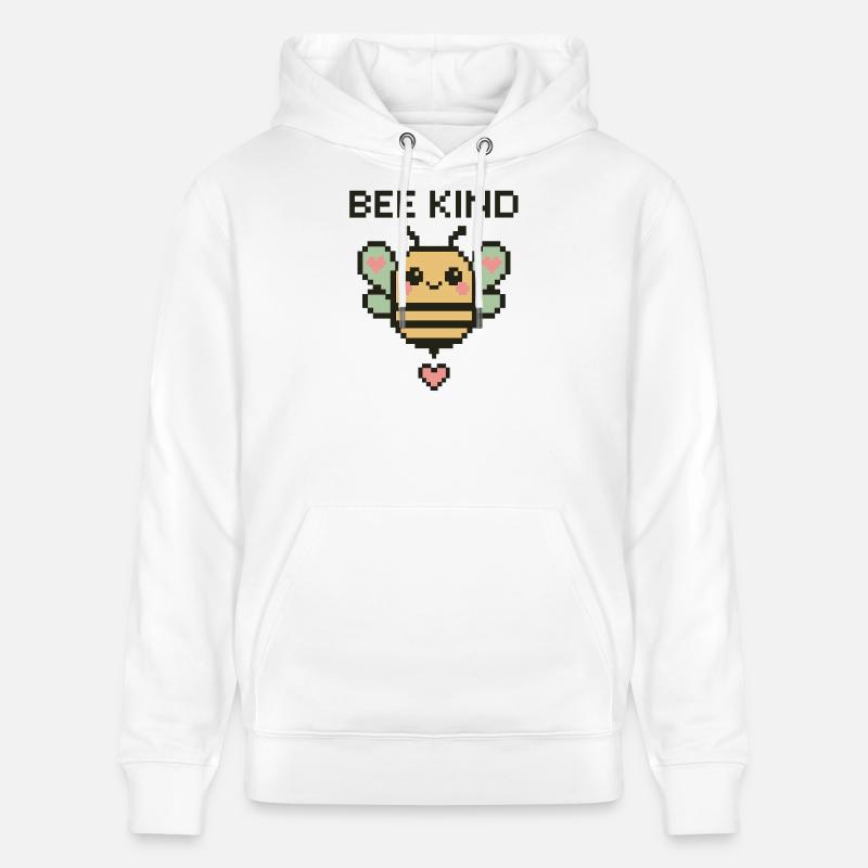 Bee Kind - Pixelbiene mit Herzchen - Stanley/Stella Unisex Bio-Hoodie CRUISER  - Weiß