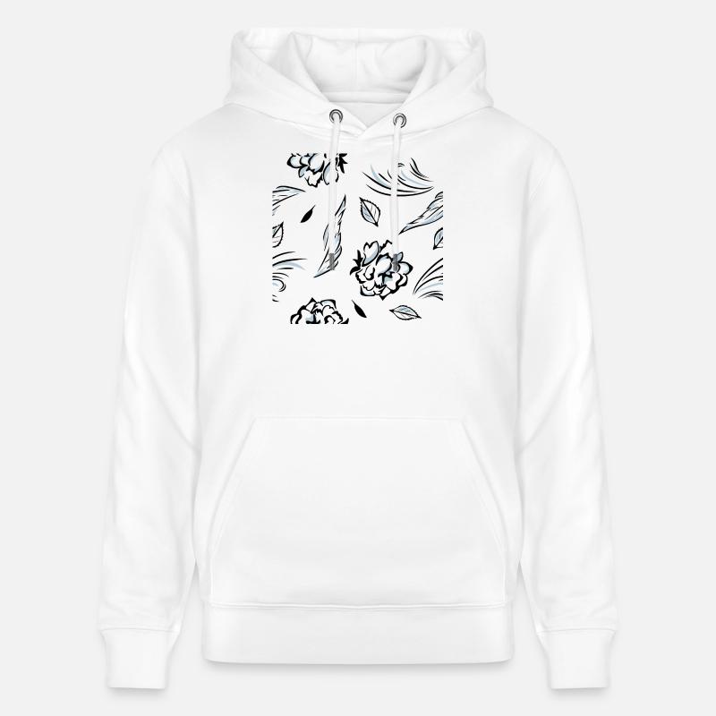 Seamless_pattern_with_roses - Sweat à capuche bio CRUISER Stanley/Stella Unisexe - blanc