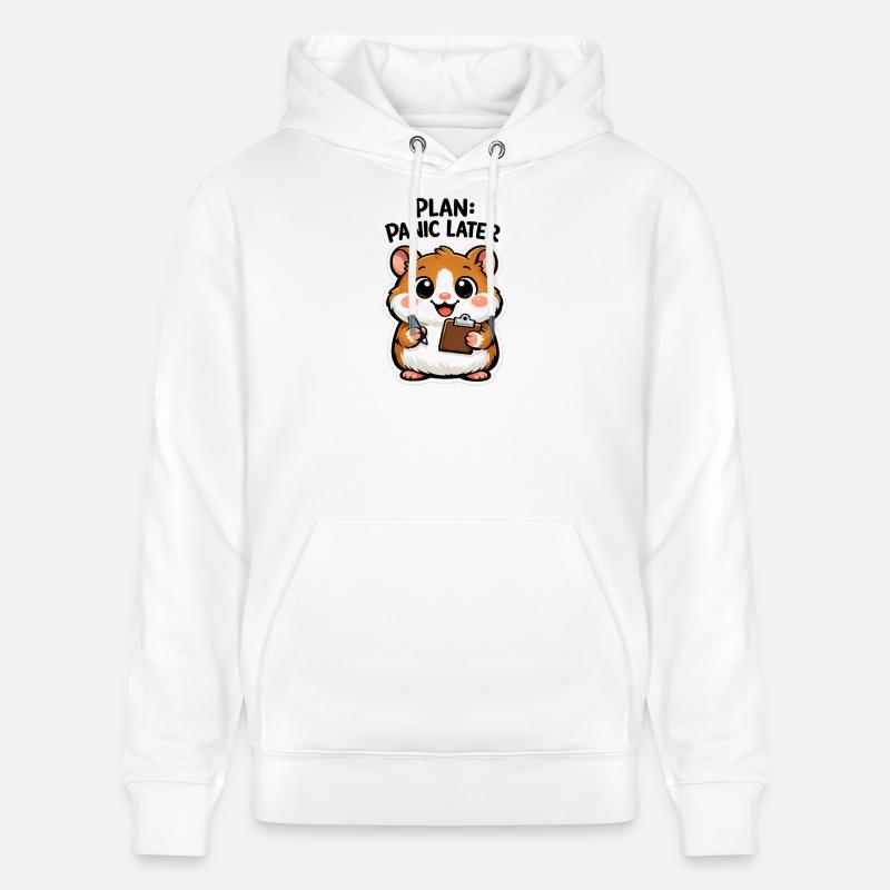 Plan : Hamster tardif paniqué - Sweat à capuche bio CRUISER Stanley/Stella Unisexe - blanc