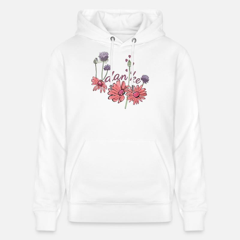 Merci avec des fleurs - Sweat à capuche bio CRUISER Stanley/Stella Unisexe - blanc