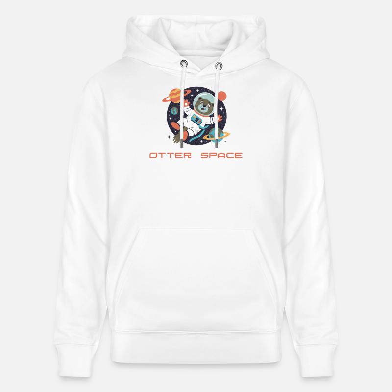 Otter in Space Rétro Comic - Sweat à capuche bio CRUISER Stanley/Stella Unisexe - blanc
