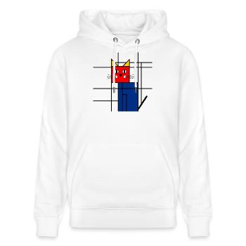 Art abstrait du chat - Mondrian géométrique - Sweat à capuche bio CRUISER Stanley/Stella Unisexe - blanc - Devant - Alina (178cm) & Michal (187cm)