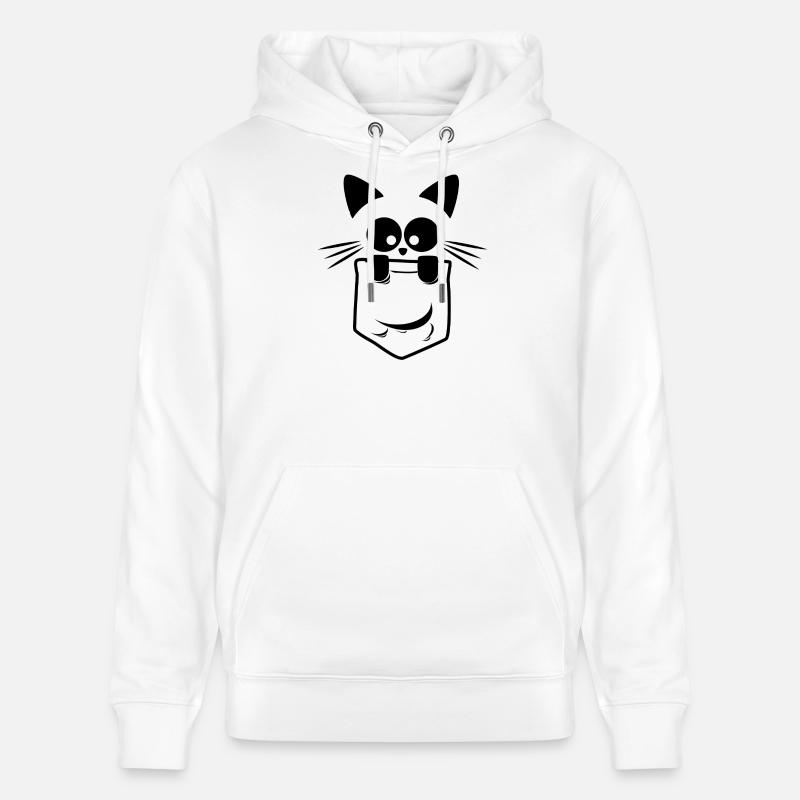 Le Chat de Poche Curieux Noir - Sweat à capuche bio CRUISER Stanley/Stella Unisexe - blanc