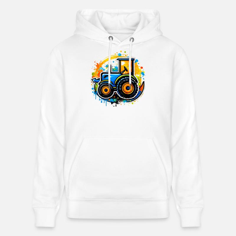 Bunter Traktor im Graffiti-Stil   - Stanley/Stella Unisex Bio-Hoodie CRUISER  - Weiß