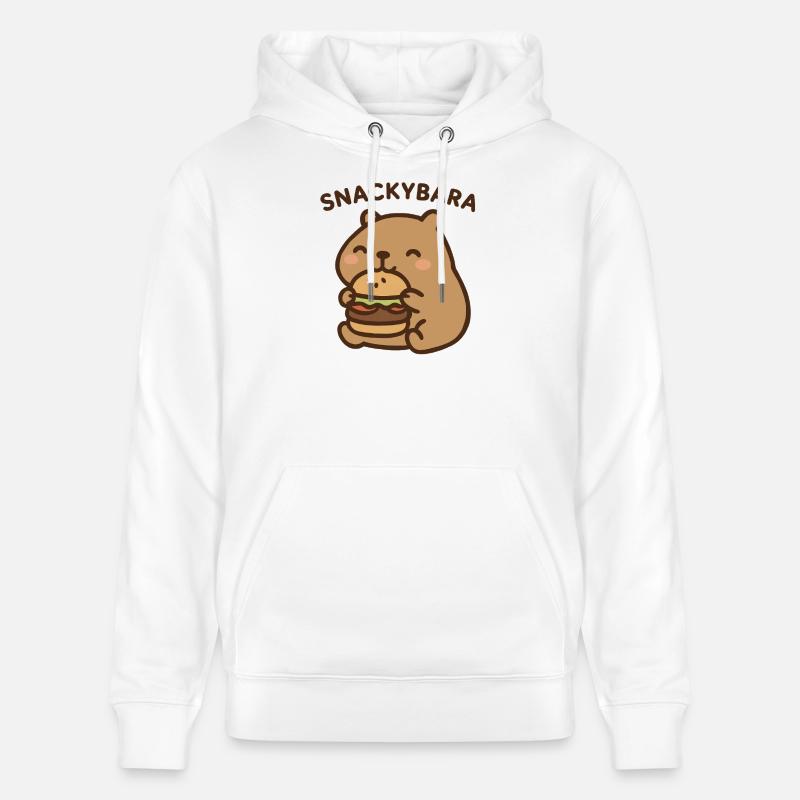 Snackybara - Capybara avec burger - Sweat à capuche bio CRUISER Stanley/Stella Unisexe - blanc