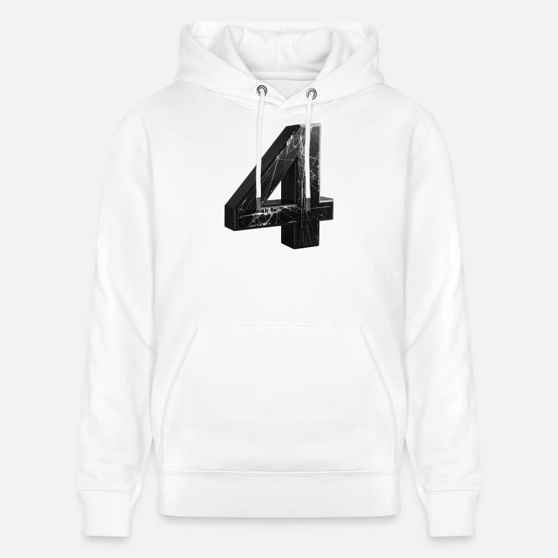 Schwarze 4 mit Marmormuster - Stanley/Stella Unisex Bio-Hoodie CRUISER  - Weiß