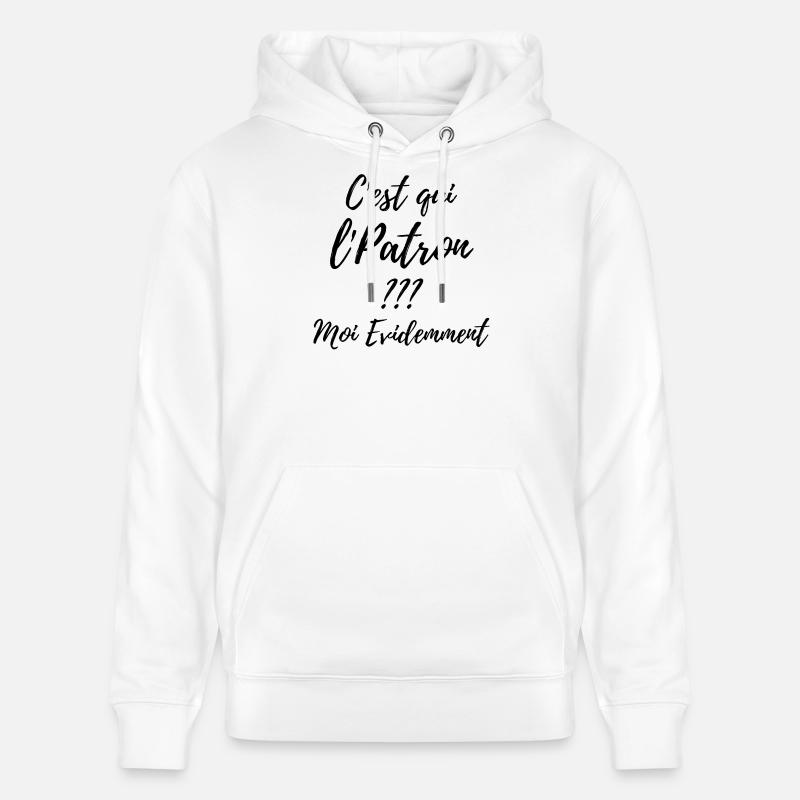 C’est qui le Patron Script - Sweat à capuche bio CRUISER Stanley/Stella Unisexe - blanc