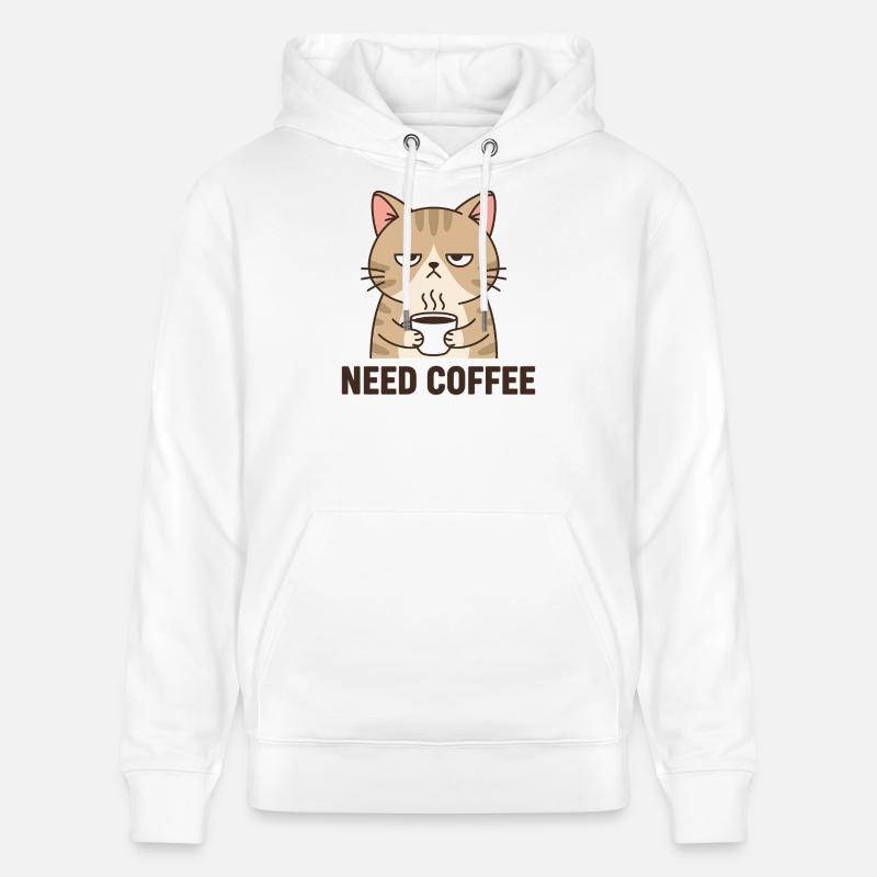 Chat en colère du café - Sweat à capuche bio CRUISER Stanley/Stella Unisexe - blanc