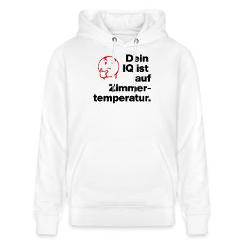 YOUR IQ IS AT ROOM TEMPERATURE. SARCASM CHEEKY - Stanley/Stella CRUISER Unisex Organic Hoodie - white - Front - Alina (178cm) & Michal (187cm)
