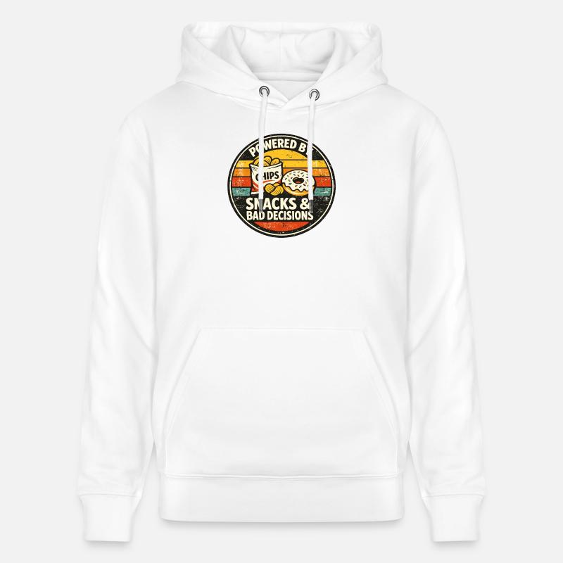 Powered by Chips – Snacks & Bad Decisions - Stanley/Stella Unisex Bio-Hoodie CRUISER  - Weiß